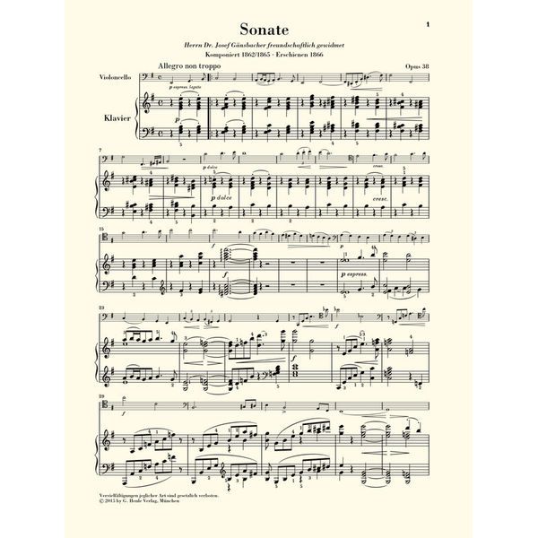 Henle Verlag Brahms Sonate e-moll Cello