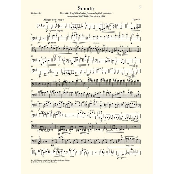 Henle Verlag Brahms Sonate e-moll Cello