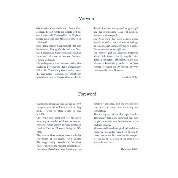 Heinrichshofen's Verlag Cirri Drei Sonaten Cello