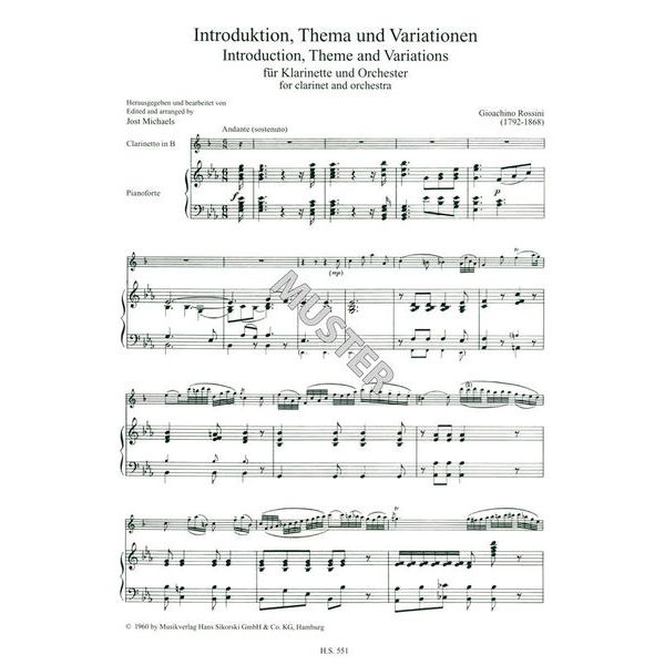 Sikorski Musikverlage Rossini Introduction Clarinet