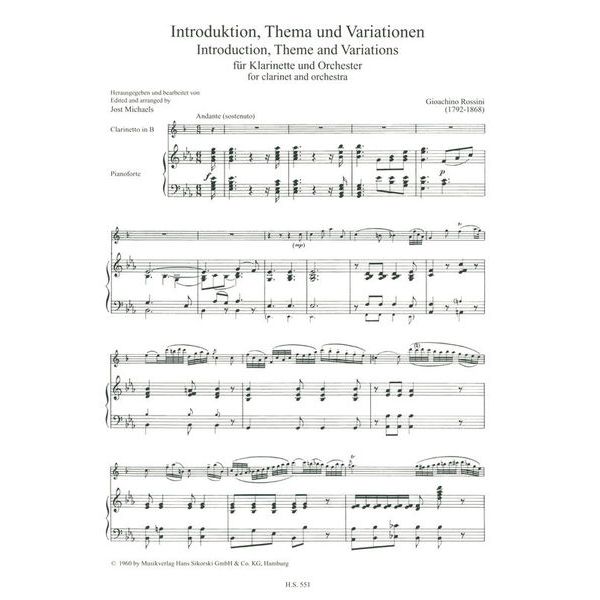 Sikorski Musikverlage Rossini Introduction Clarinet