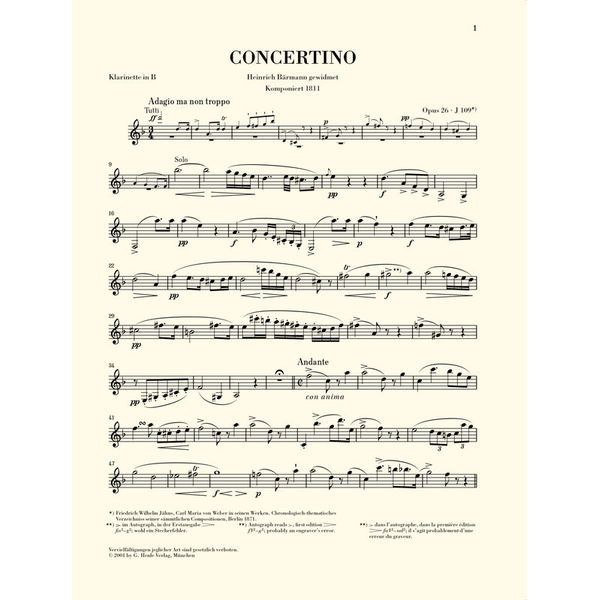 Henle Verlag Weber Concertino op.26