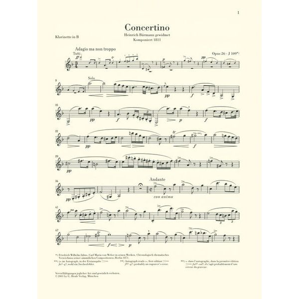 Henle Verlag Weber Concertino op.26