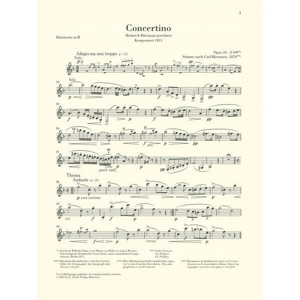 Henle Verlag Weber Concertino op.26