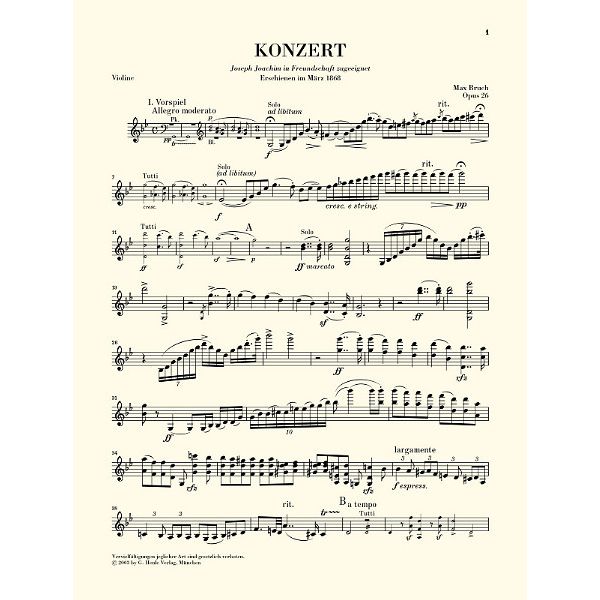 Henle Verlag Bruch Violinkonzert g-moll