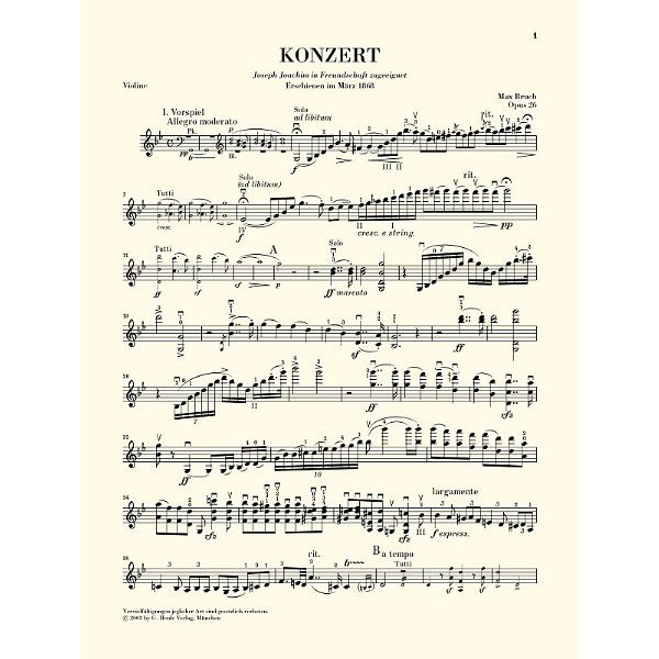 Henle Verlag Bruch Violinkonzert g-moll