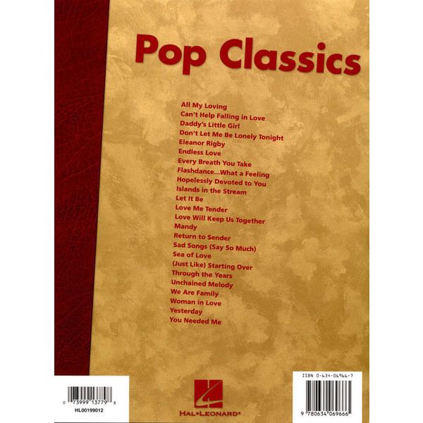 Hal Leonard Pop Classics Organ