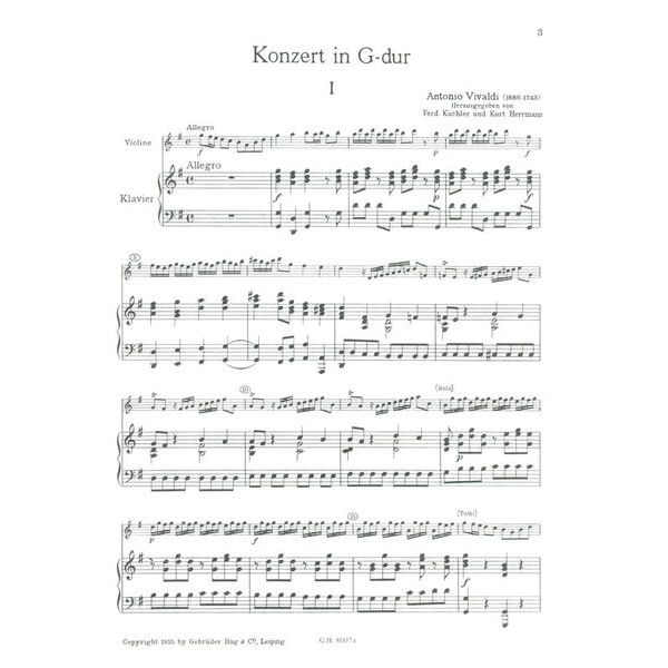 Edition Hug Vivaldi Concert G-Dur Violin