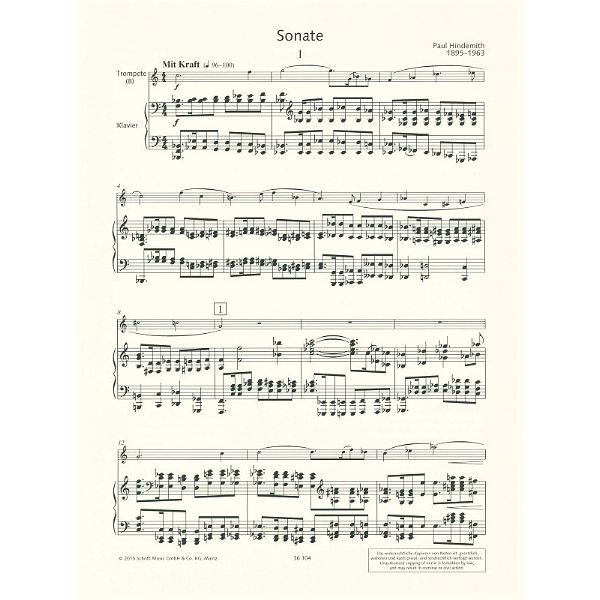 Schott Hindemith Sonate Trumpet
