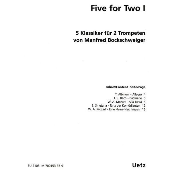 Bruno Uetz Musikverlag Five For Two Trumpet 1
