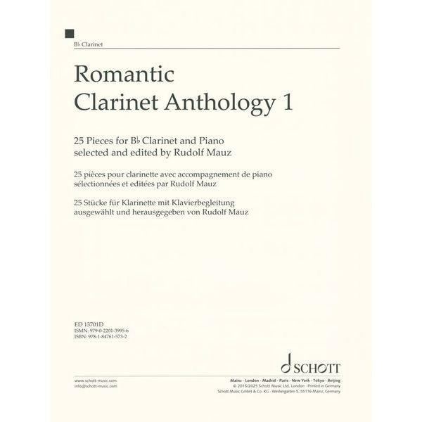 Schott Romantic Clarinet Anthology 1