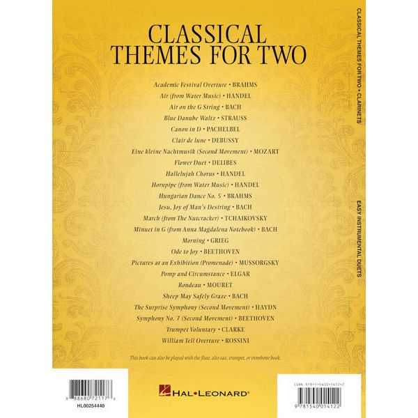 Hal Leonard Classical Themes Two Clarinets