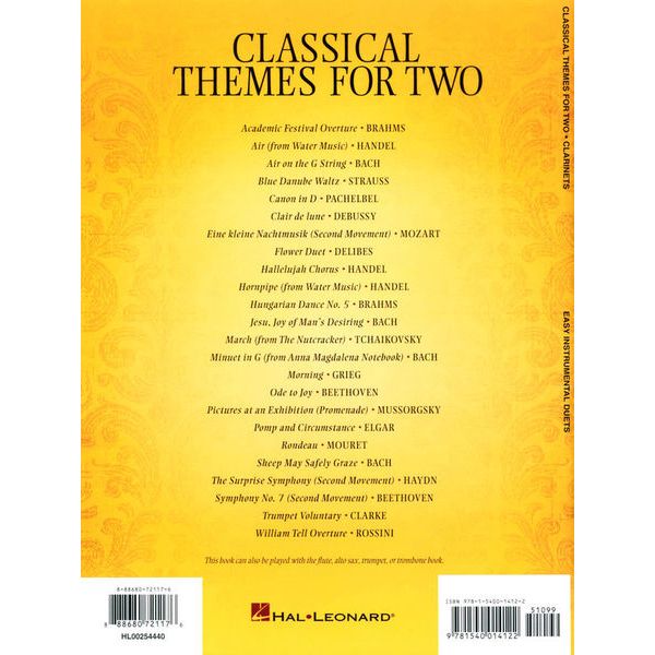 Hal Leonard Classical Themes Two Clarinets