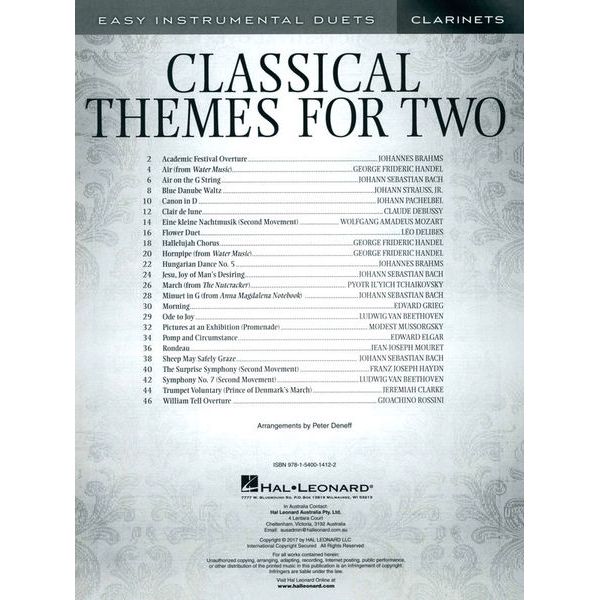 Hal Leonard Classical Themes Two Clarinets