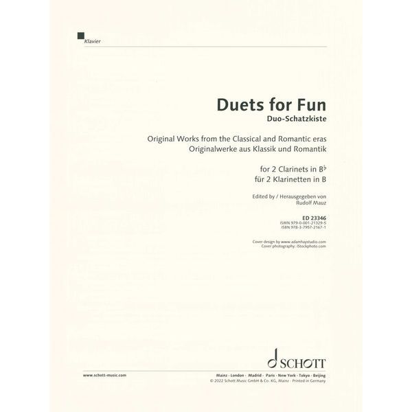 Schott Duets for Fun Clarinet