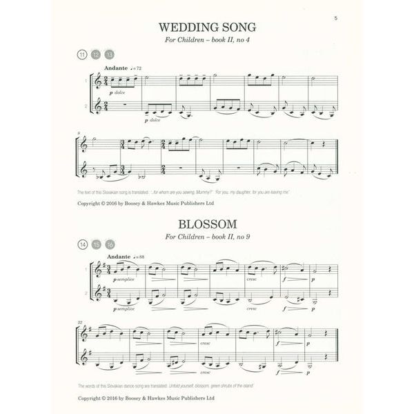 Boosey & Hawkes Bartok Duos & Trios Clarinet