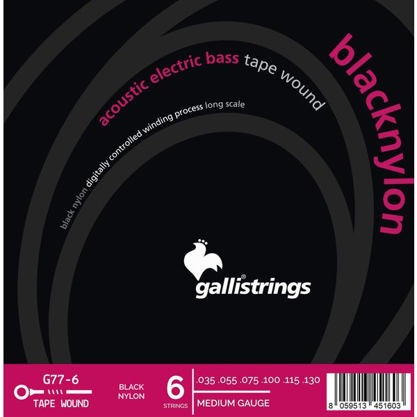 Galli Strings G77-6 Black Nylon Bass Strings