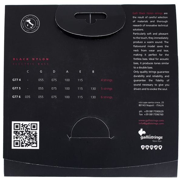 Galli Strings G77 Black Nylon Bass Strings