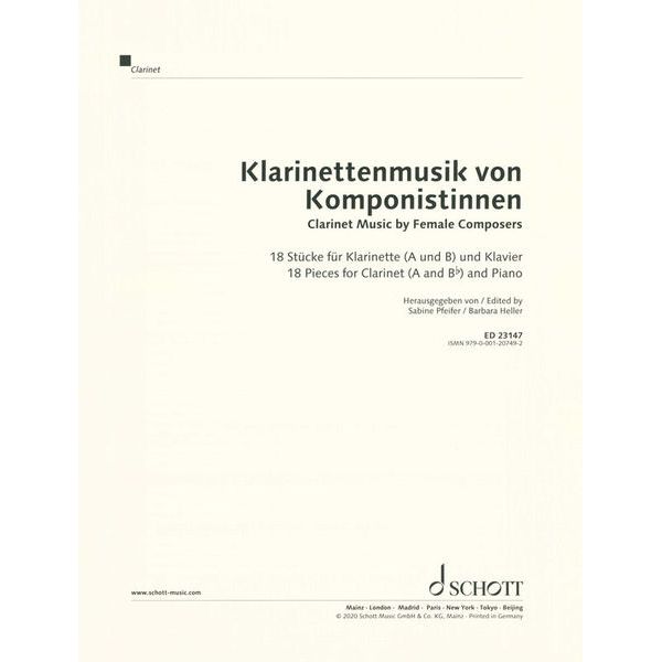 Schott Klarinettenmusik Komponistinne