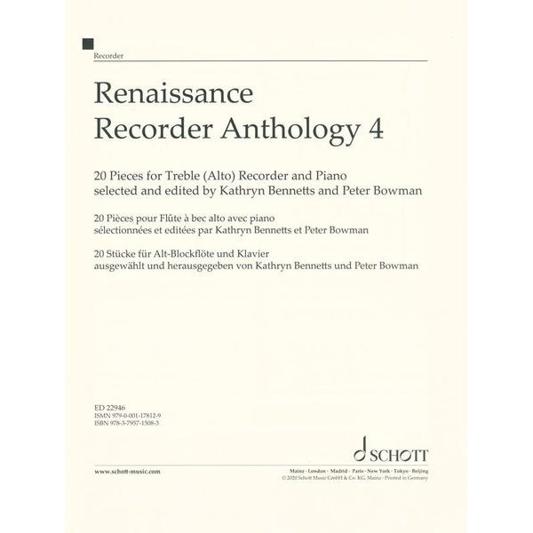 Schott Renaissance Recorder 4