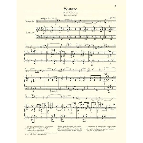 Henle Verlag Fauré Cellosonate Nr. 1
