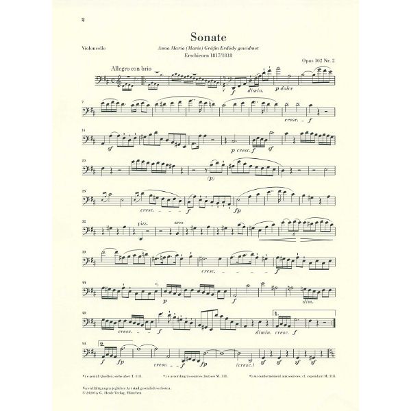 Henle Verlag Beethoven Sonate D-Dur Cello