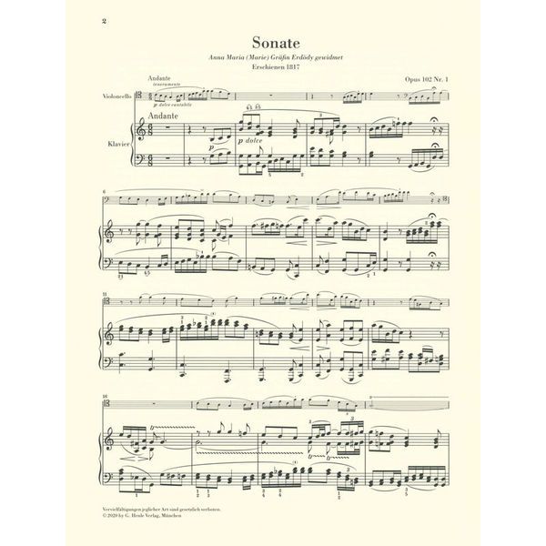 Henle Verlag Beethoven Sonate C-Dur Cello