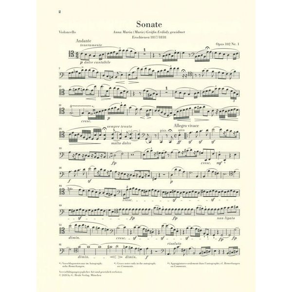 Henle Verlag Beethoven Sonate C-Dur Cello