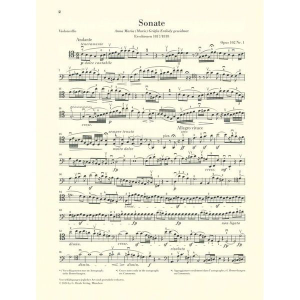 Henle Verlag Beethoven Sonate C-Dur Cello