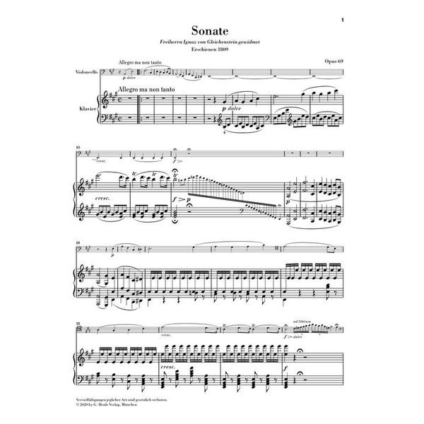 Henle Verlag Beethoven Sonate A-Dur Cello