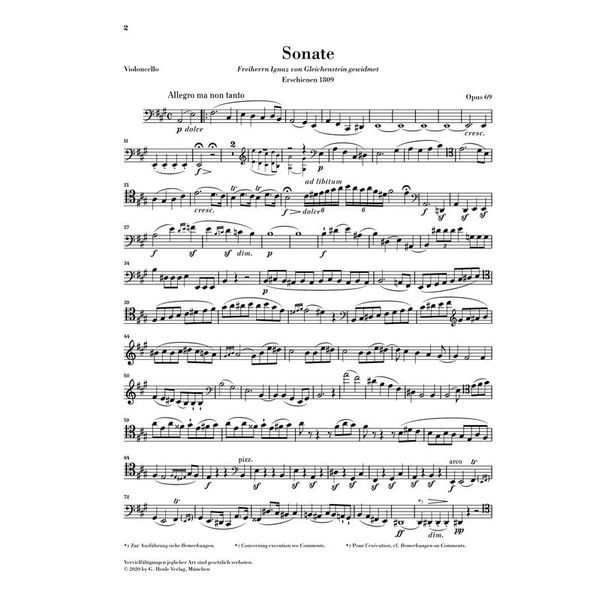 Henle Verlag Beethoven Sonate A-Dur Cello