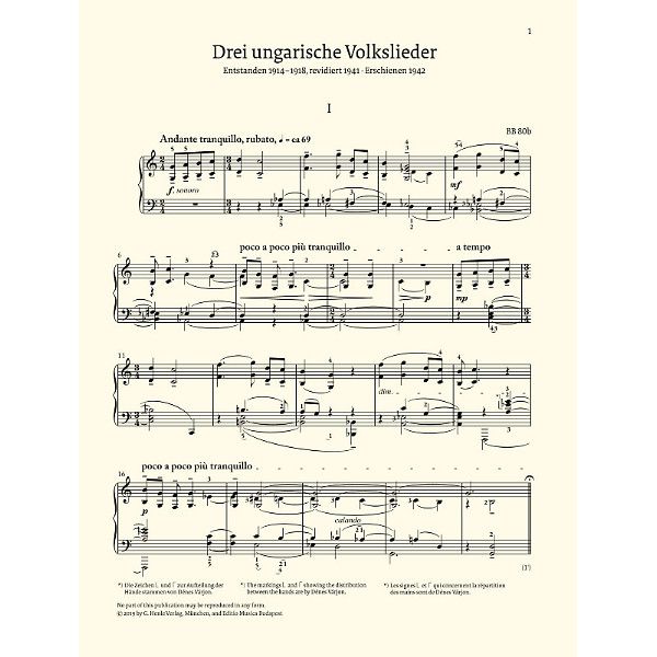 Henle Verlag Bartok Ungarische Volkslieder