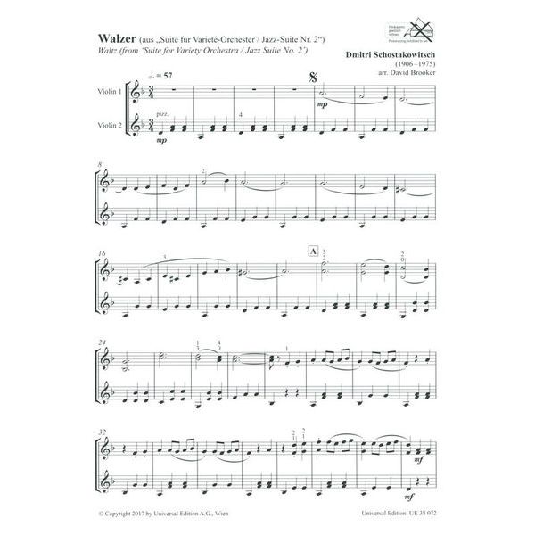 Universal Edition Schostakowitsch Walzer Nr.2