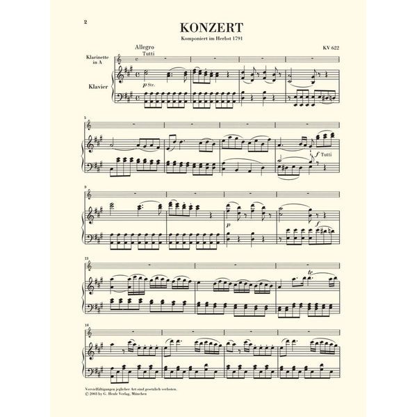 Henle Verlag Mozart Klarinettenkonzert