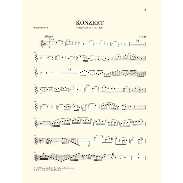 Henle Verlag Mozart Klarinettenkonzert