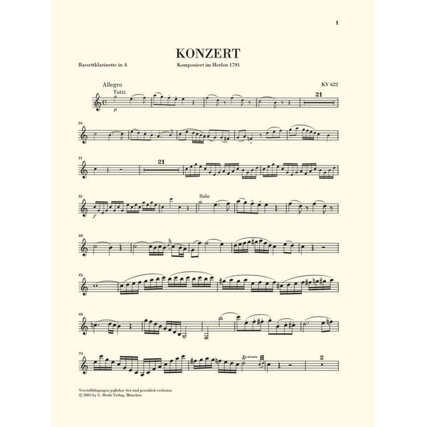 Henle Verlag Mozart Klarinettenkonzert