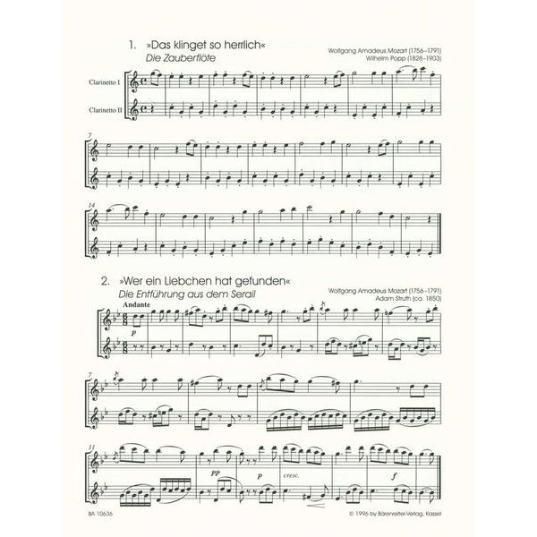 Bärenreiter Classic Hits For Two Clarinets