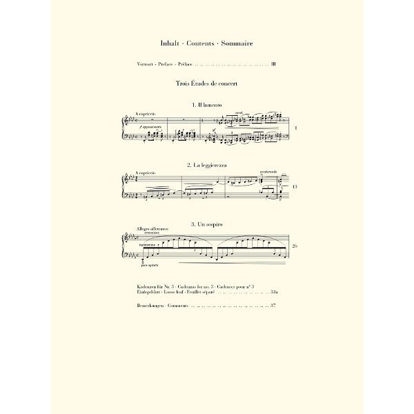 Henle Verlag Liszt Trois Etudes de Concert