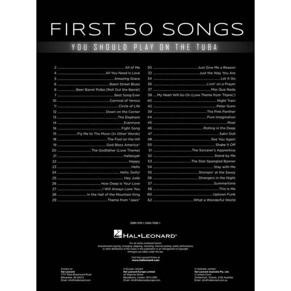 Hal Leonard 50 Songs You Should Tuba