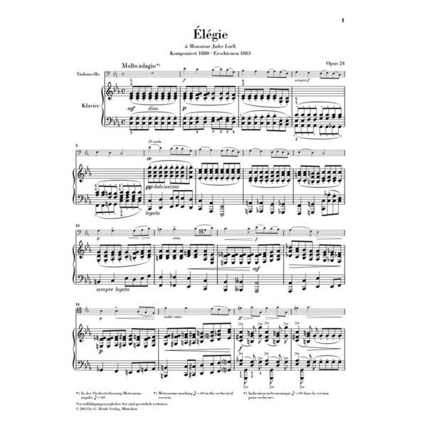 Henle Verlag Fauré Elégie op.24 Cello