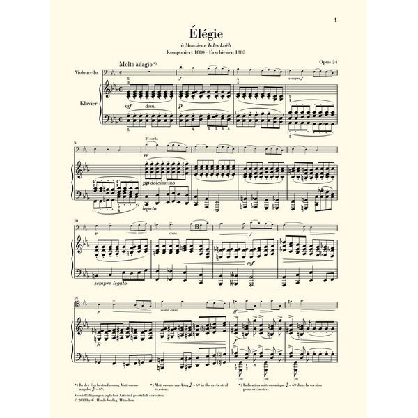Henle Verlag Fauré Elégie op.24 Cello
