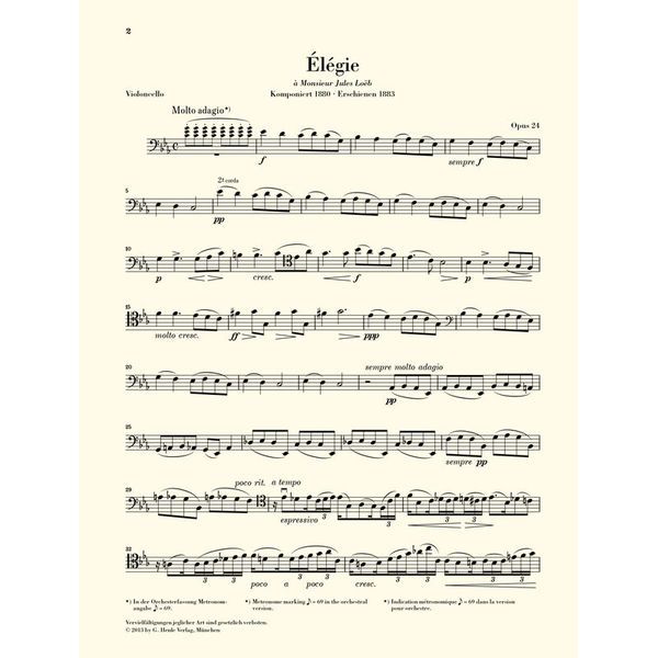 Henle Verlag Fauré Elégie op.24 Cello