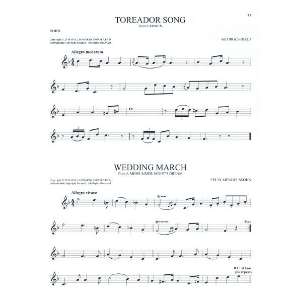 Hal Leonard 101 Classical Themes Horn