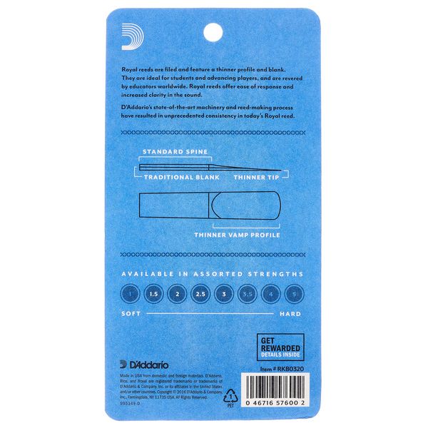 DAddario Woodwinds Royal Tenor Sax 2.0 - 3-Pack