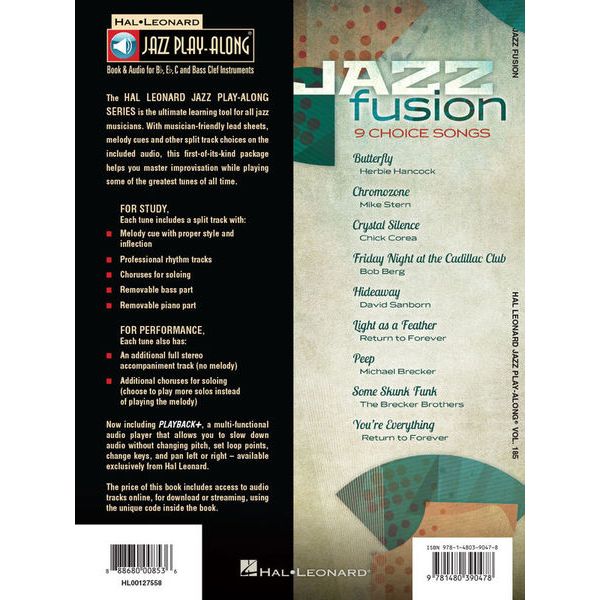 Hal Leonard Jazz Play-Along Jazz Fusion