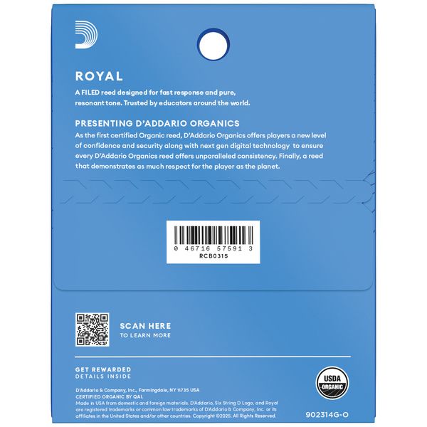 DAddario Woodwinds Royal Bb-Clarinet 1.5 3-Pack
