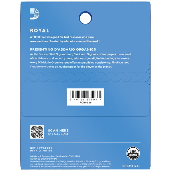 DAddario Woodwinds Royal Bb-Clarinet 2.5 3-Pack