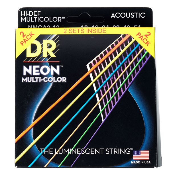 DR Strings Neon Multi NMCA-2/12 2-Pack
