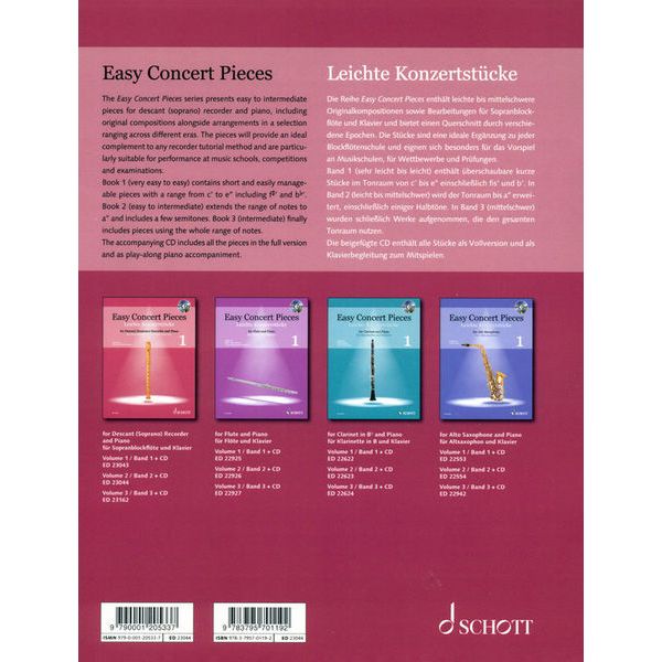 Schott Easy Concert Pieces Recorder 2