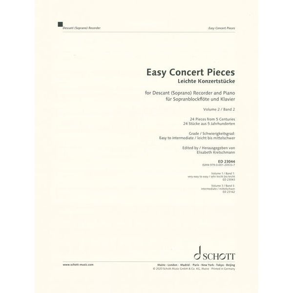 Schott Easy Concert Pieces Recorder 2